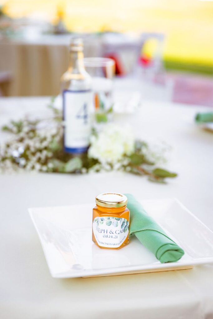 Homemade jam as wedding favor