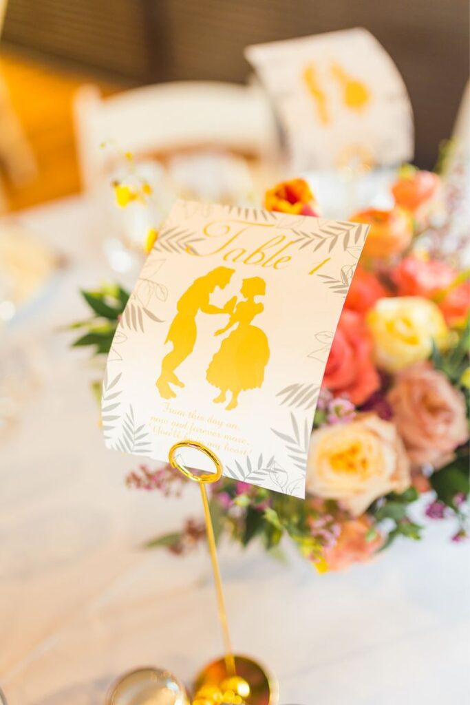 cute Disney illustration being part of the wedding decor 