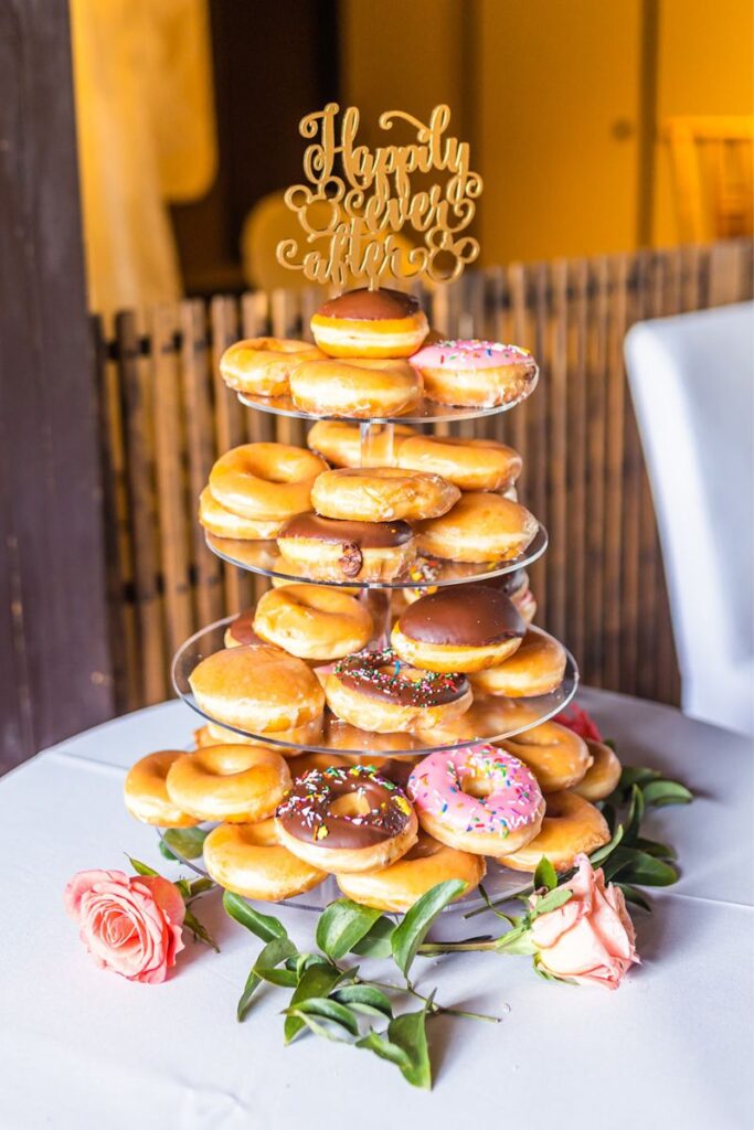 happily ever after donut cake as one of the nontraditional wedding ideas