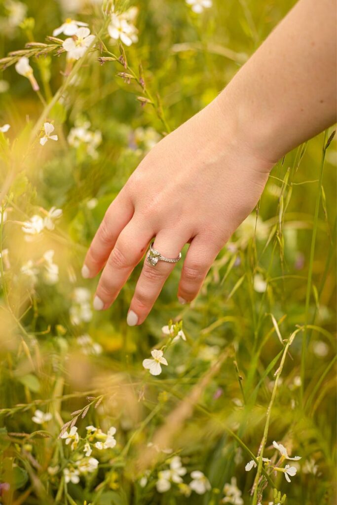 A detail shot on an engagement ring