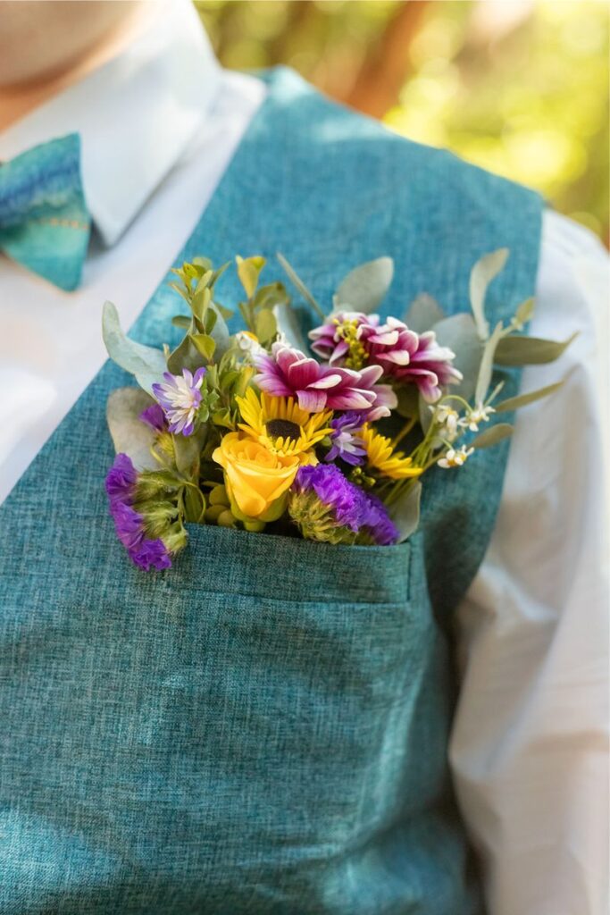 a pocket filled with wildflowers