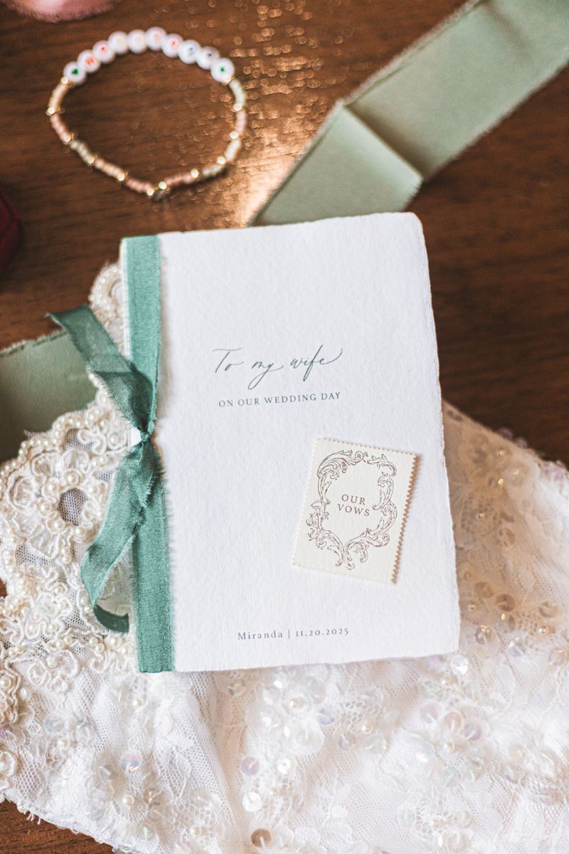 a vow book on top of a table